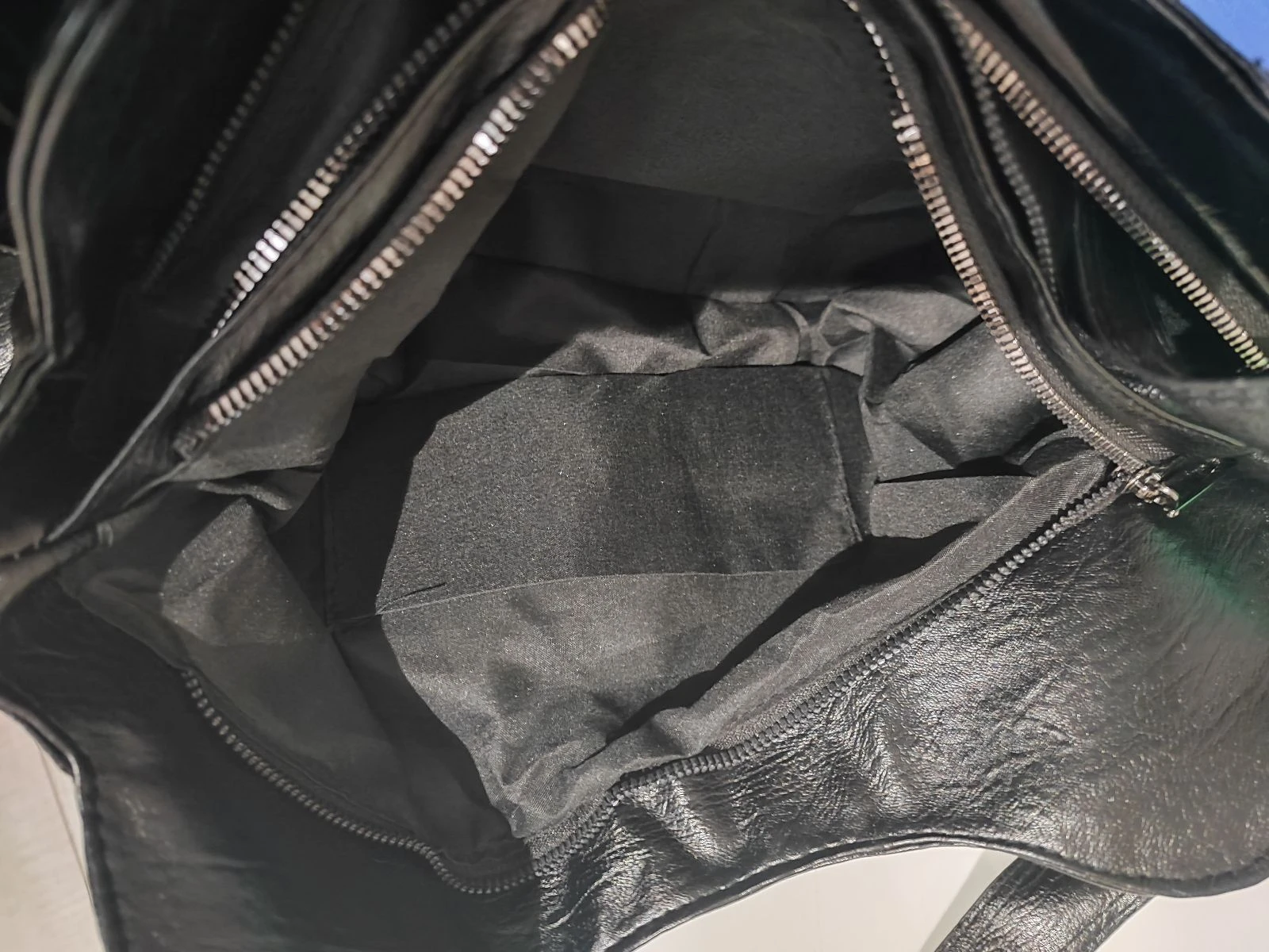 Bolsa grande capacidade couro sintético preto múltiplos bolsos – photo 7
